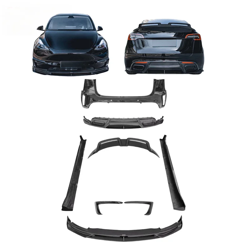 2021+ Model Y CMST Authentic Carbon Fiber Aero Kit Front Lip Side Skirts Rear Bumper Diffuser Spoiler Modified Auto Accessories