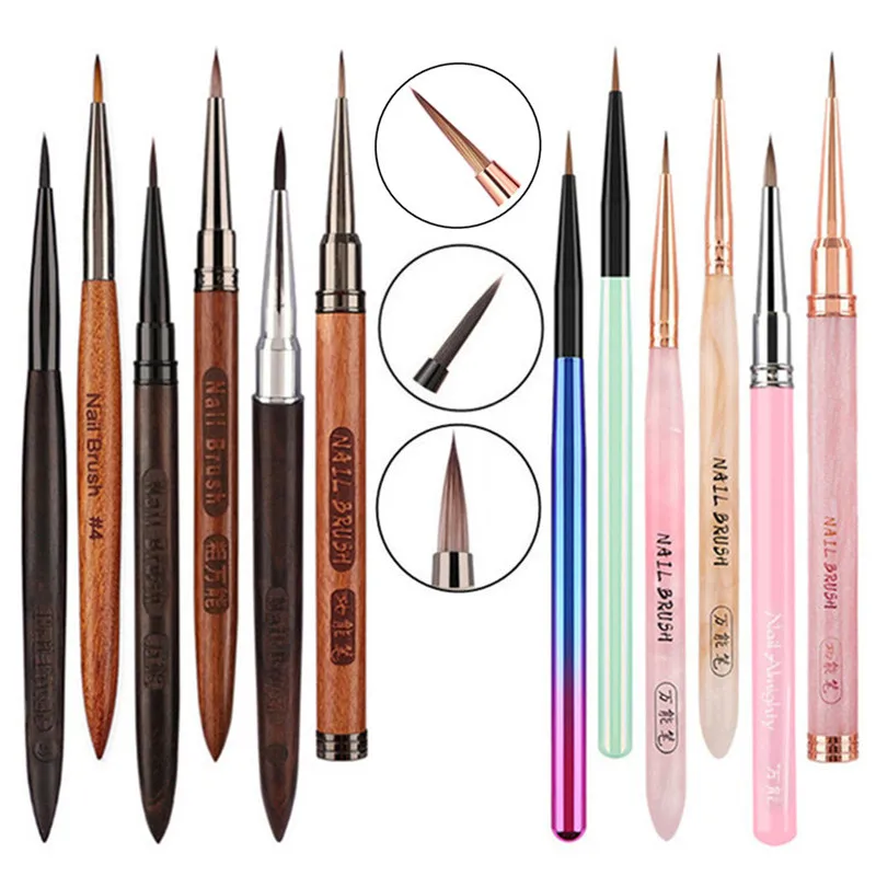 1PC 異なる色のハンドルネイルアクリルブラシ液体パウダー DIY ネイル描画ネイルアートブラシ