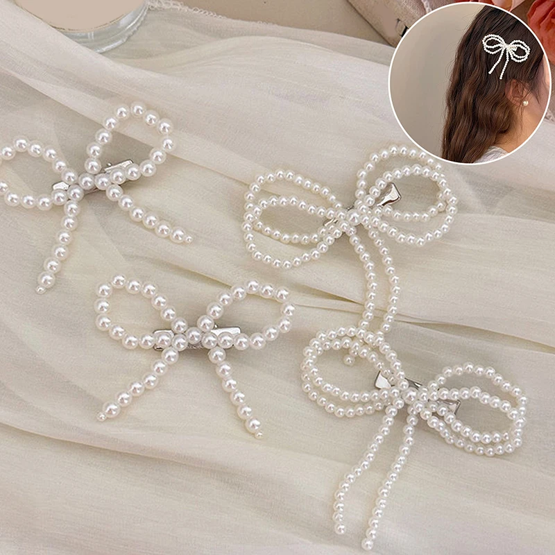 แฟชั่นผีเสื้อผมคลิป Pin Bows อุปกรณ์เสริมสําหรับหญิงสาว Fairy Pearl ใหม่ยอดนิยม Vintage Designer Mini Barrette Headdress