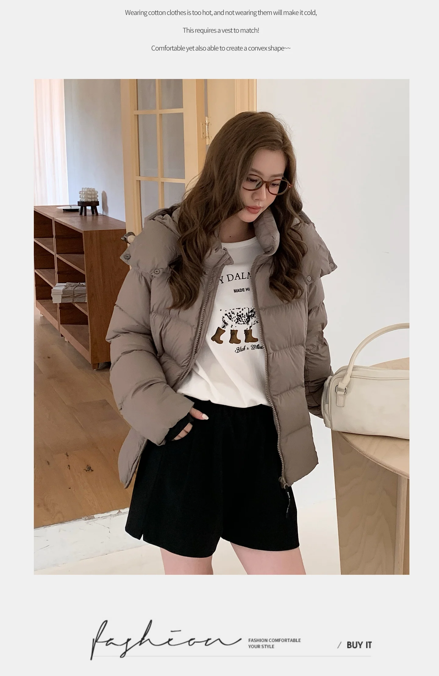 Winter Solid Color Long-sleeved Short Fur Collar Hooded Down Jacket Korean Women's Holiday Fashion Versatile and Thin Coat