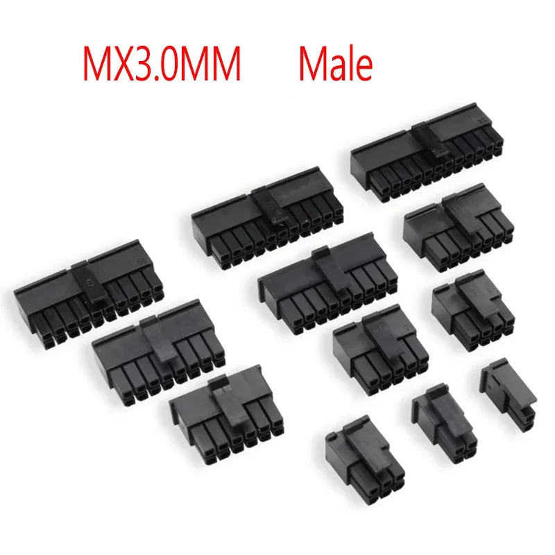 10sets 3.0 3.0mm Pitch Micro-Fit 3.0 Connector Housing 2*1/2/3/4/5/6/8/10/12 Pin Male shell + Terminal  43030 2P/3P/4P/5P