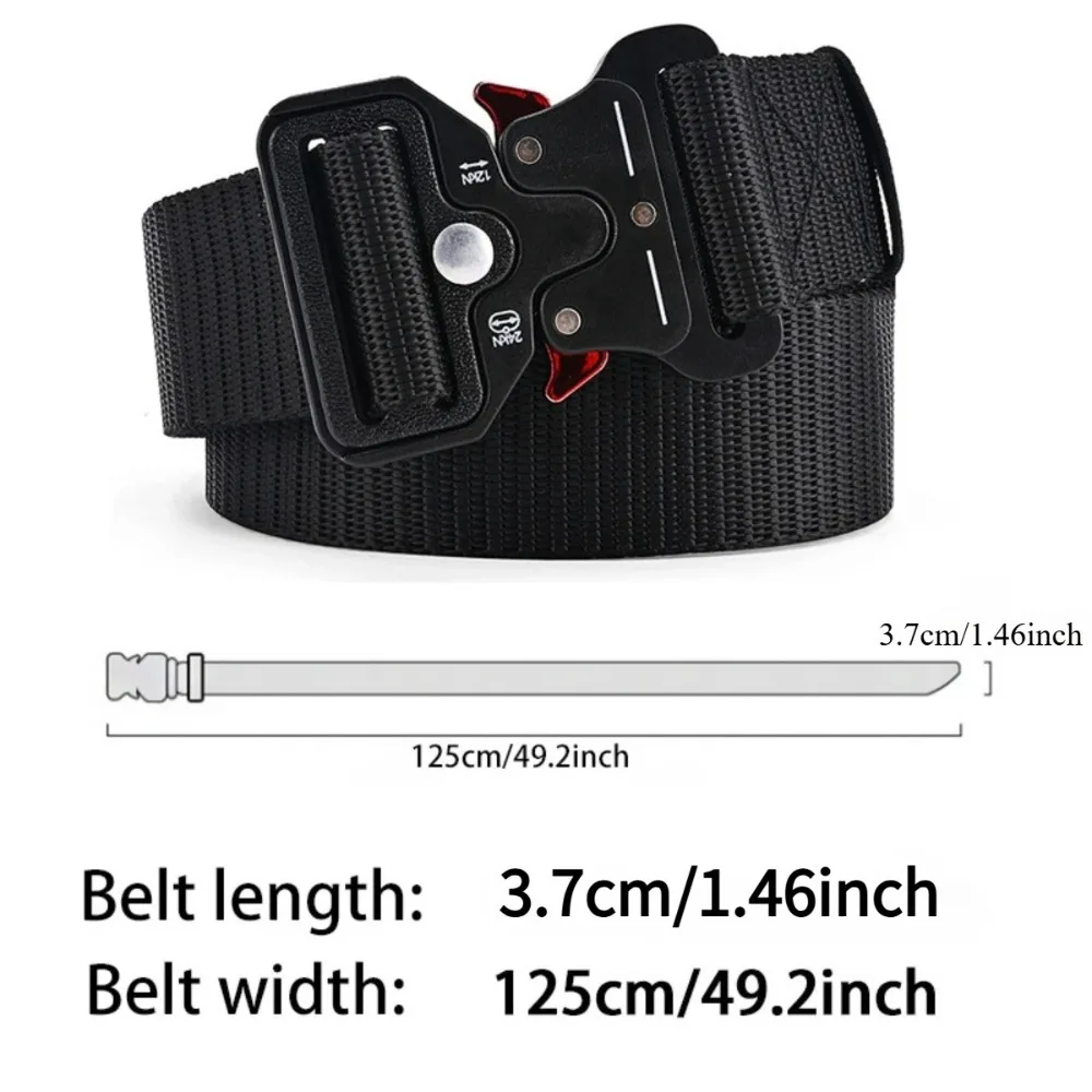 1pcs 125cm Plastic Buckle Tactical Belt Men's Multifunctional Military Fan Canvas Belt Outdoor Faux Nylon Training Waist Belt
