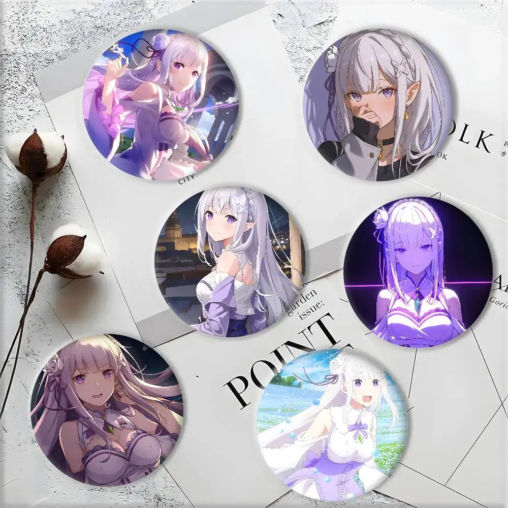 Anime Characters Emilia Badge Tinplate DIY Backpack Clothing Accessories Jewelry Pins