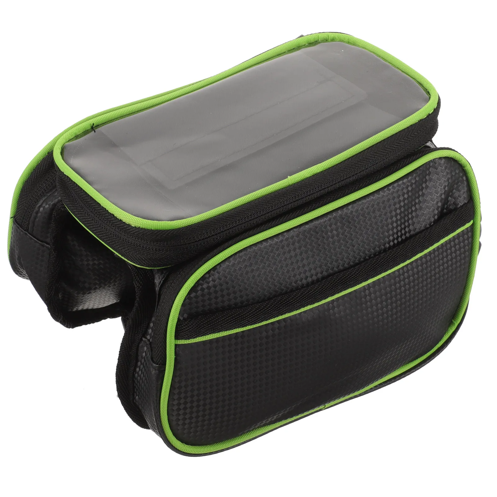

High Capacity Waterproof Phone Bike Bag 6.2 Inch Black Green PU Oxford Cloth Large Size Top Tube Frame Tank Saddle H Pouch