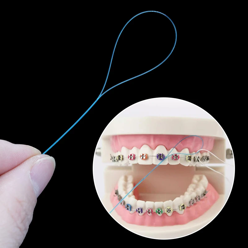2/5 boxs Dental Floss Dentist Traction Line Threaders Tooth Brackets Wire Holders for Orthodontic Bridges Oral Care Tools
