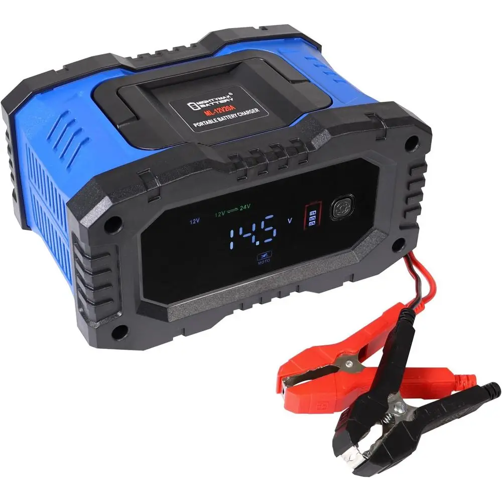 

12V/24V 20Amp Smart Automatic Charger & Maintainer with Restoration, Desulfator, and Winter Mode for Car, RV, Boat, ATV, Truck,