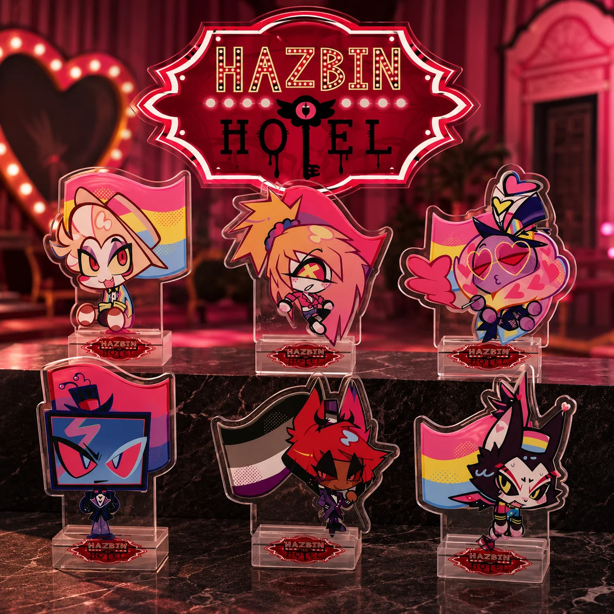 Anime HazbinHotel 2 10cm Acrylic Stand Charlotte/Alastor Tabletop Decoration Accessories Decor Gifts Exquisite Product keychain