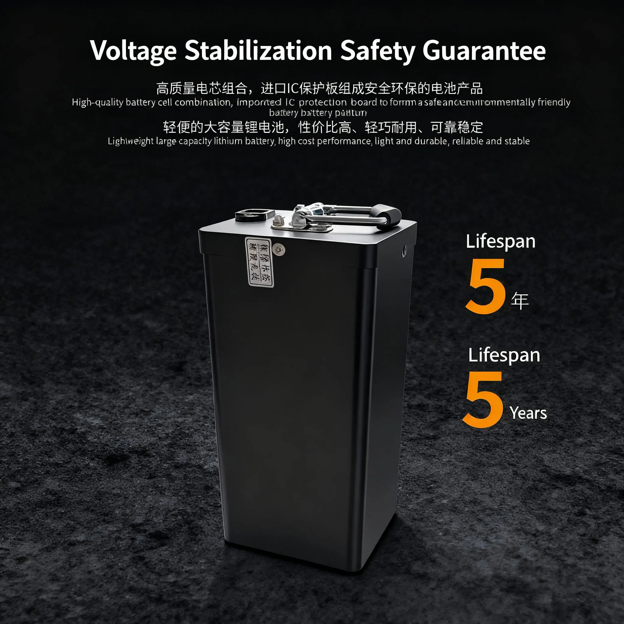 تصميم طبلة حديد ببطارية ليثيوم 48 فولت مزودة بنظام حماية BMS، سعة كبيرة، قوة قوية، قدرة تحمل طويلة الأمد