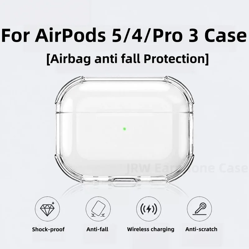 New Clear Case For AirPods 5/4/Pro 3 with Keychain Shockproof Anti-Drop Protective Cover with Cleaning Kit For AirPods 5/4/Pro 3