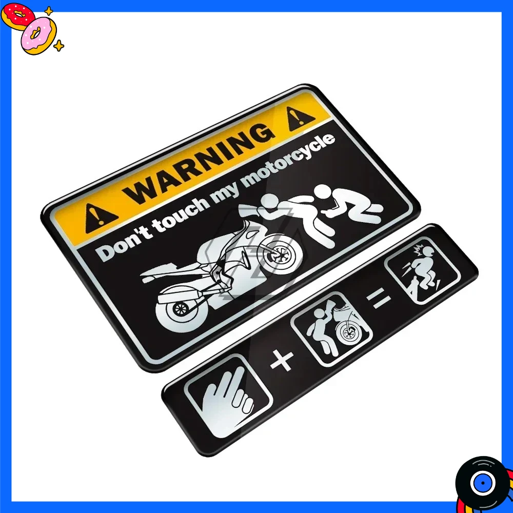 Pegatina de advertencia para motocicleta de resina 3D – "No toques mi moto"