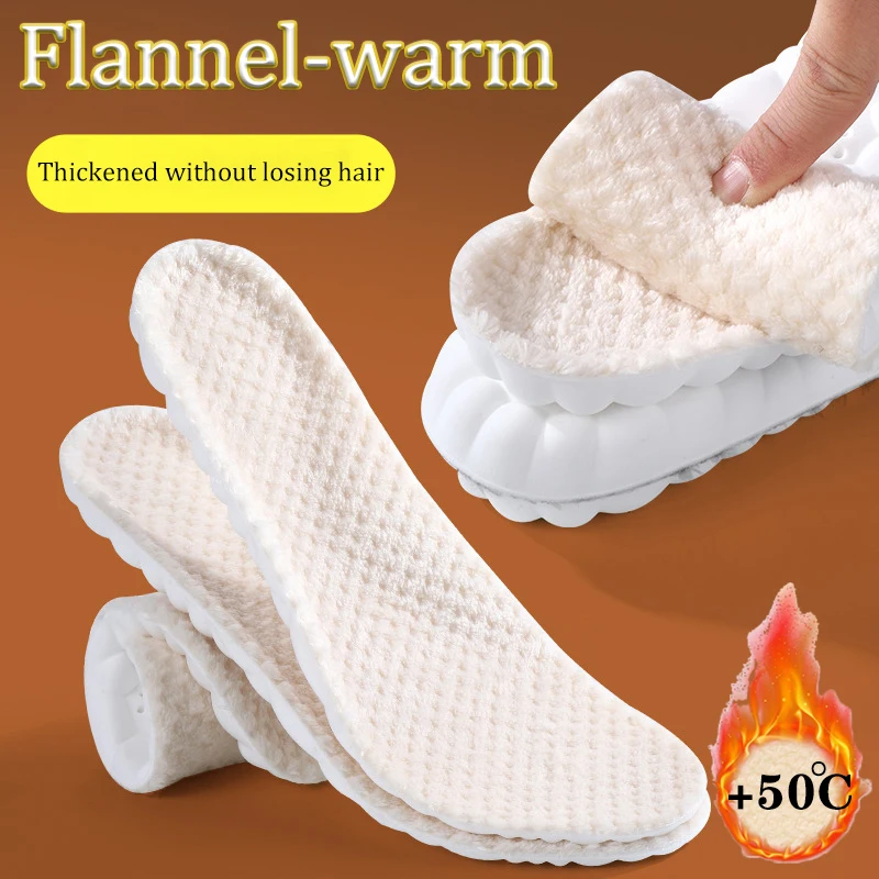 Self Heated Thermal Insoles Winter Warm Thickened Plush Facecloth Shoes Pads Sports Snow Boots Sweat Anti-odor Soft Feet Insoles