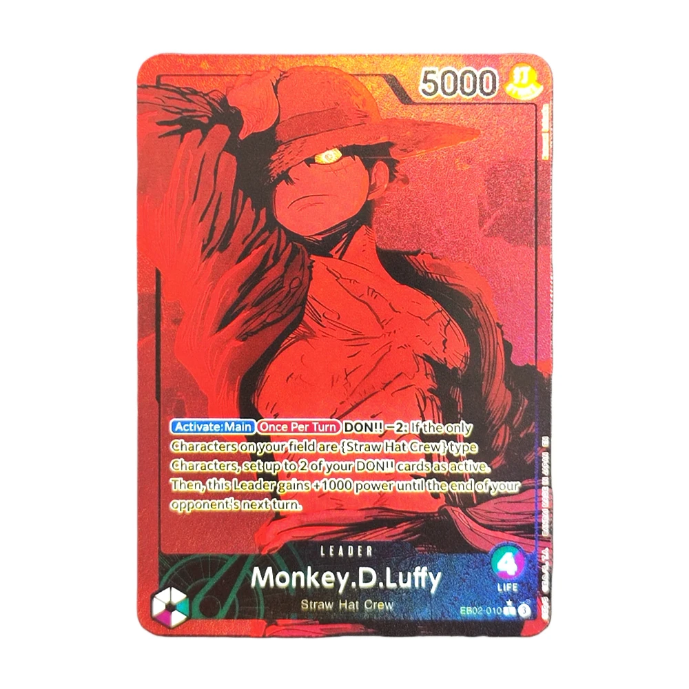 

DIY One Piece Card Game Monkey.D.Luffy EB02-010 Leader Alternate Art Extra Booster Аниме 25th Collection Японская TCG Аниме-карта