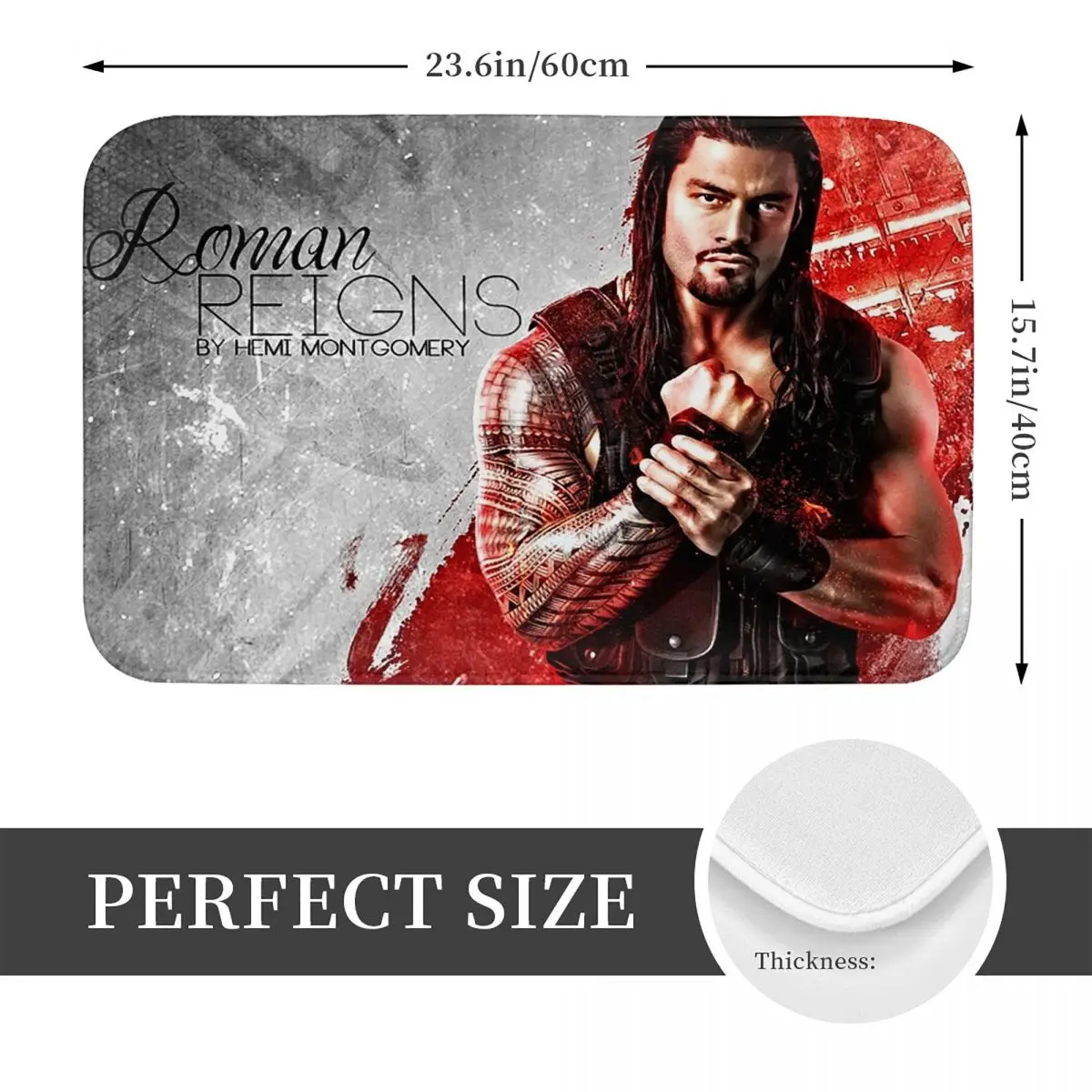 Wrestling Roman Reigns Doormat Dust-proo Carpet Rug Kitchen Entrance Home Floor Mat for Bedroom Footpad Mats