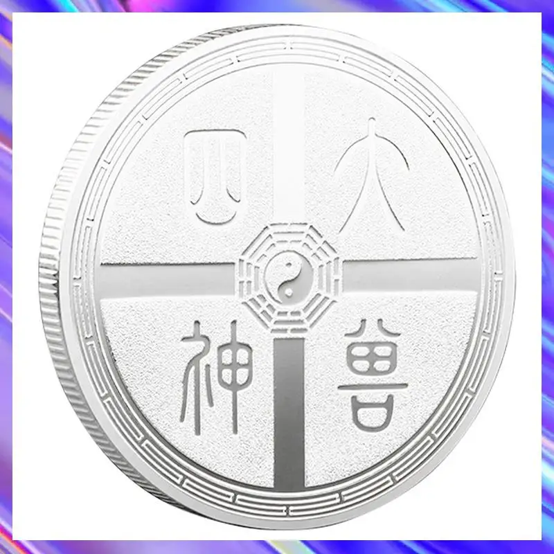 2 uds. De criaturas míticas antiguas, moneda de la suerte, herramienta para rascar billetes de lotería, dijes de la suerte, moneda de desafío de plata