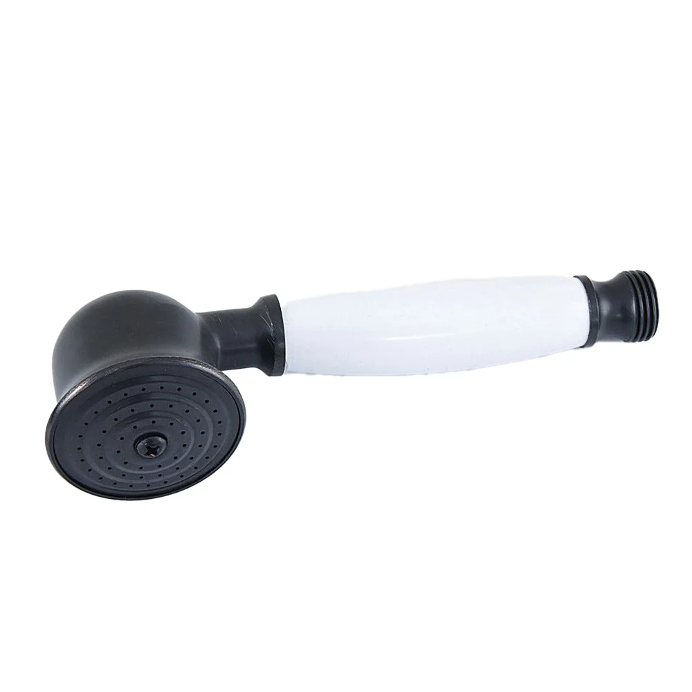 Black Oil Rubbed Brass White Ceramic Bathroom Shower Head Water Saving Hand held Sprayer Tap Nhh061