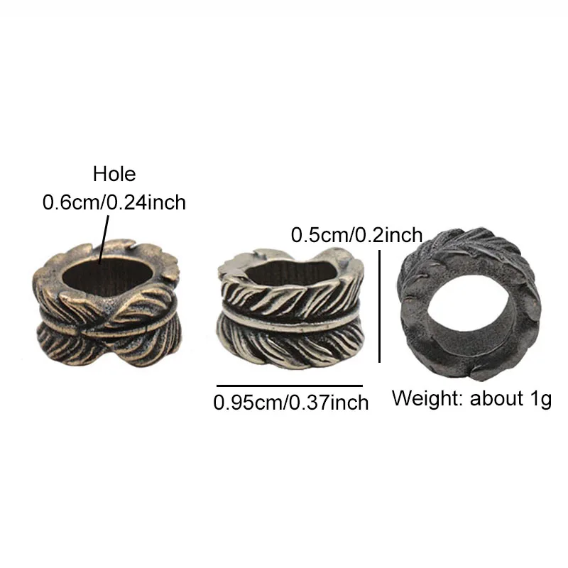 Plume Brass Knife Beads EDC Outdoor DIY Paracord Woven Bracelets Accessories Lanyard Pendants Umbrella Rope Flashlight Hangings
