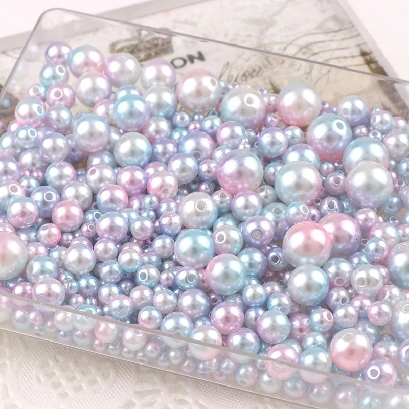 30g Mix rozmiar syrenka kolor akrylowa perła luźne koraliki dystansowe do tworzenia biżuterii naszyjnik DIY bransoletka kolczyki inne dekory