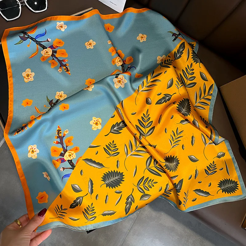 Neue Frauen Seide gedruckt Design Schal für Frauen Mode Krawatte Handtasche Foulard Handgelenk Kopftuch Schal Wraps Hajib Seide Schals – Detail 3