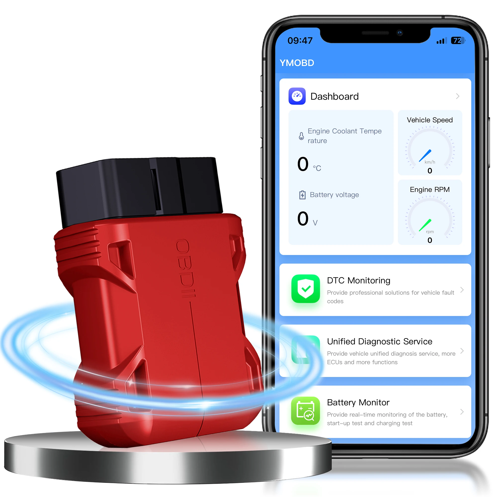 OBD2 Scanner Reader Bluetooth Wireless 5.0 Auto Diagnostic Scan Tool for iOS & Android for Performance Test  Car Code Reader
