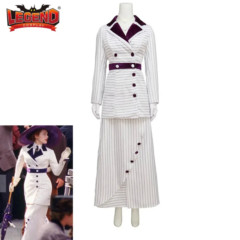 

Titanic rose cosplay costume purple stripes rose dewittt Bukater boarding suit dress outfit for Women adult custom made