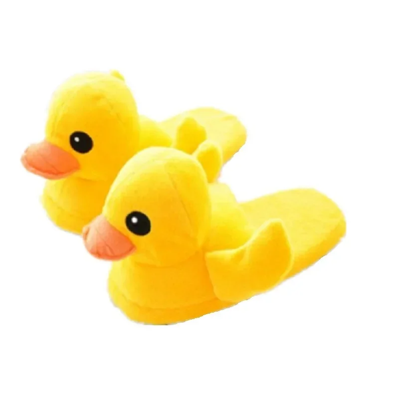 Women Creative Funny Cartoon Yellow Duck Slippers Lovely Plush Fuzzy Slippers Cute Plush Doll Home Bedroom Slides Warm Shoes