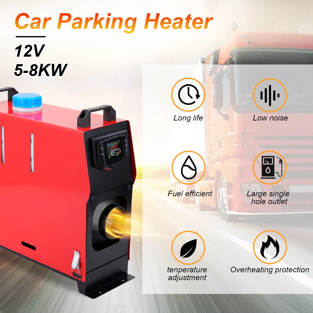 

12V Car Diesel Air Heater 5-8KW Upgraded LCD Switch Remote Control Integrated For Trucks RV Ships Air Diesel Parking Heater