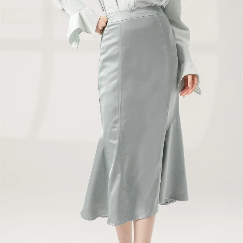

Dailanzhi Spring New High Waist A-Line Skirt Slim Fit Fi Tail Skirt Quali Texture Ele Sle Polyester Fabric Long Skirt