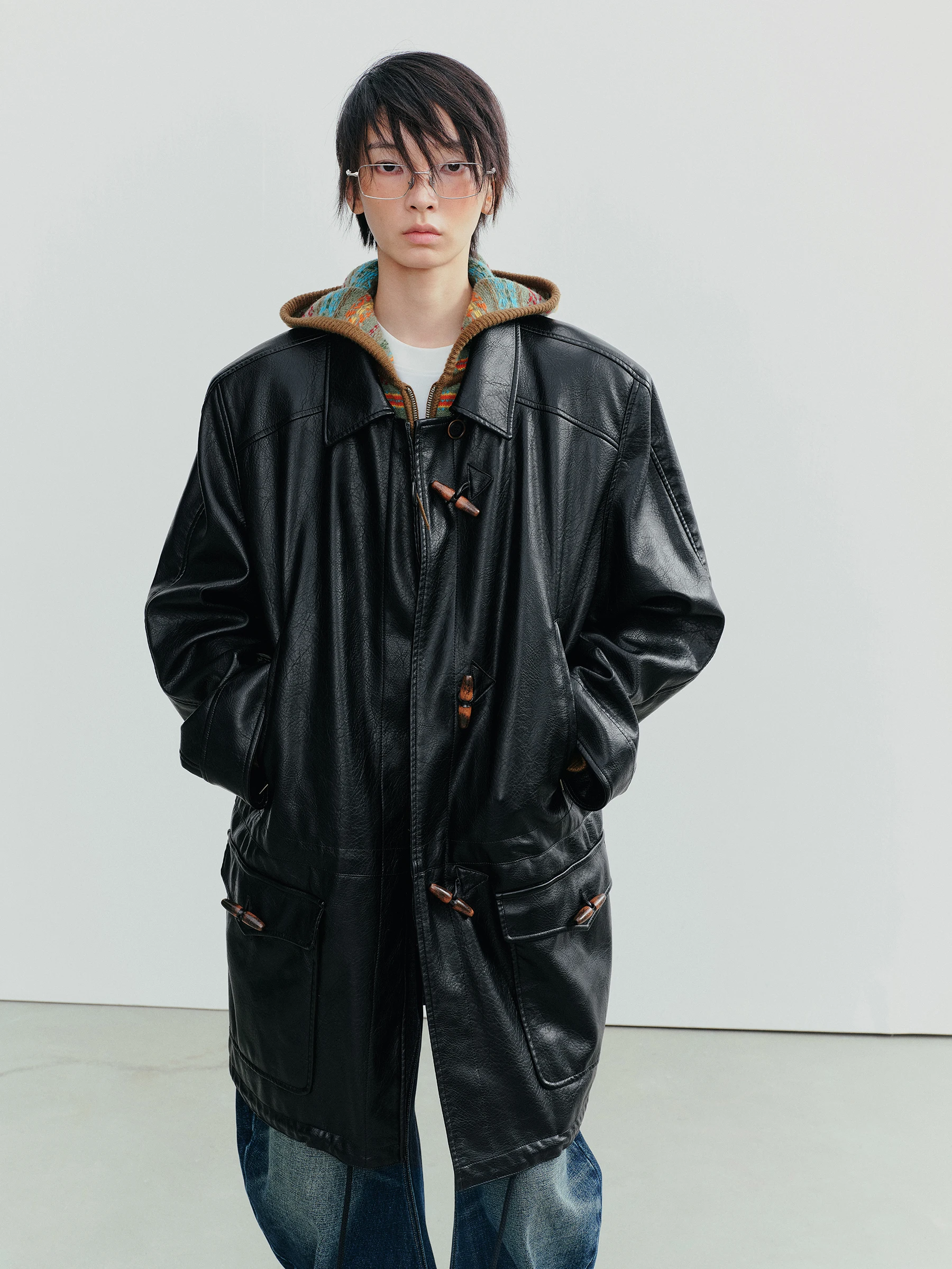 VERMO Kurtka damska w stylu vintage, retro, z postarzanej skóry, z niskim stanem, wiązana na sznurek, płaszcz, kurtka, odzież wierzchnia w stylu casual.