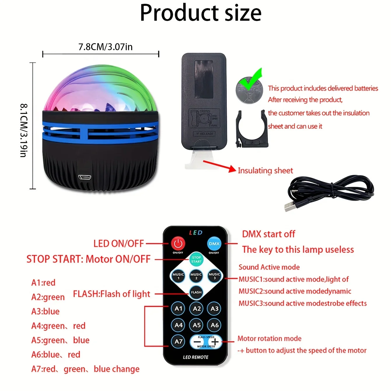 LED Starry Sky Projector Light with Remote Control USB Colorful Christmas Night Light for Magic Ball Stage KTV Room Decorations