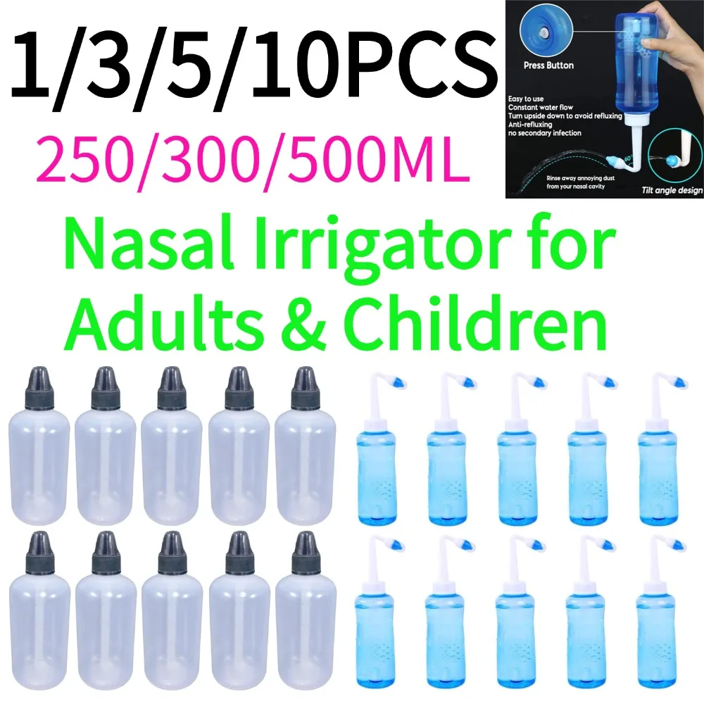 1-10PCS Nasal Wash Bottle 250/300/500ml Adult And Children Nasal Cavity And Nasal Wash Bottle Physiological Saline Rhinitis