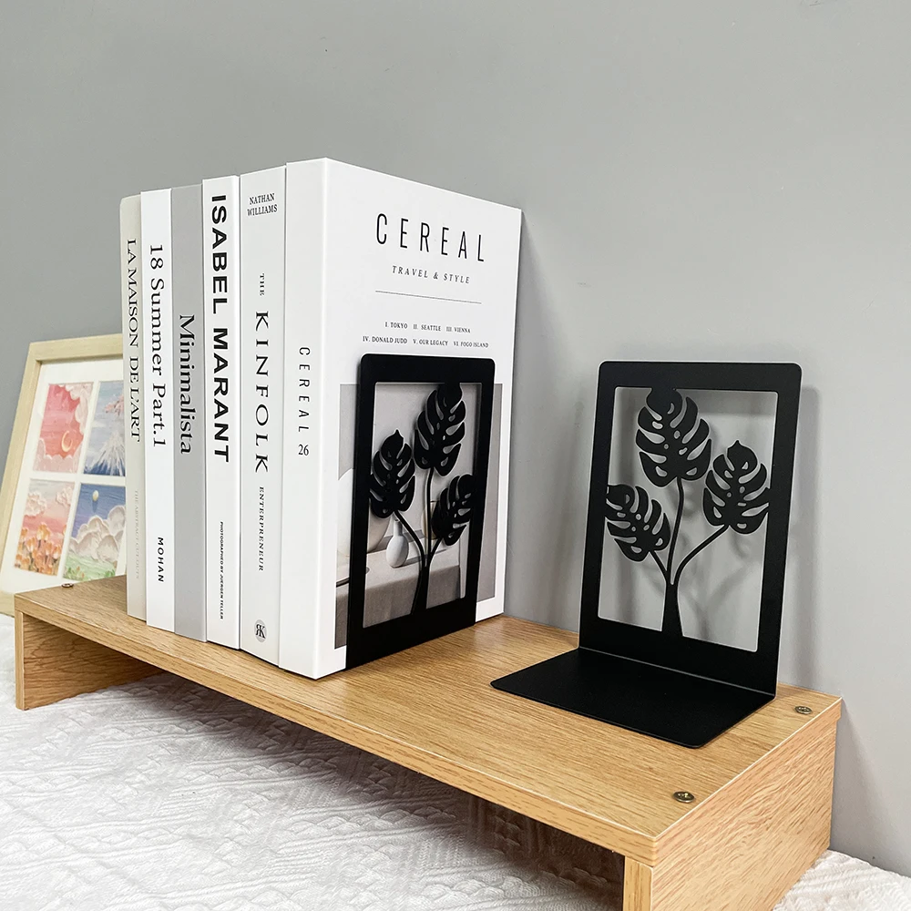 Hollow Shadow of Monstera Bookends Heavy Vegetation Office Table Decoration Exquisite Room Accessories Simple Style Bookshelf