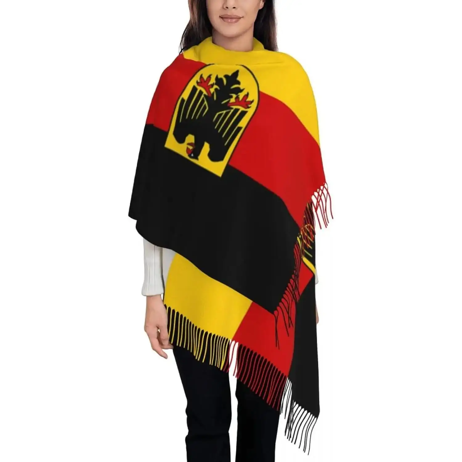 Winter Blanket Scarves Women's Tassel Scarf German State Flag Germany Large Soft Warm Shawl Wrap