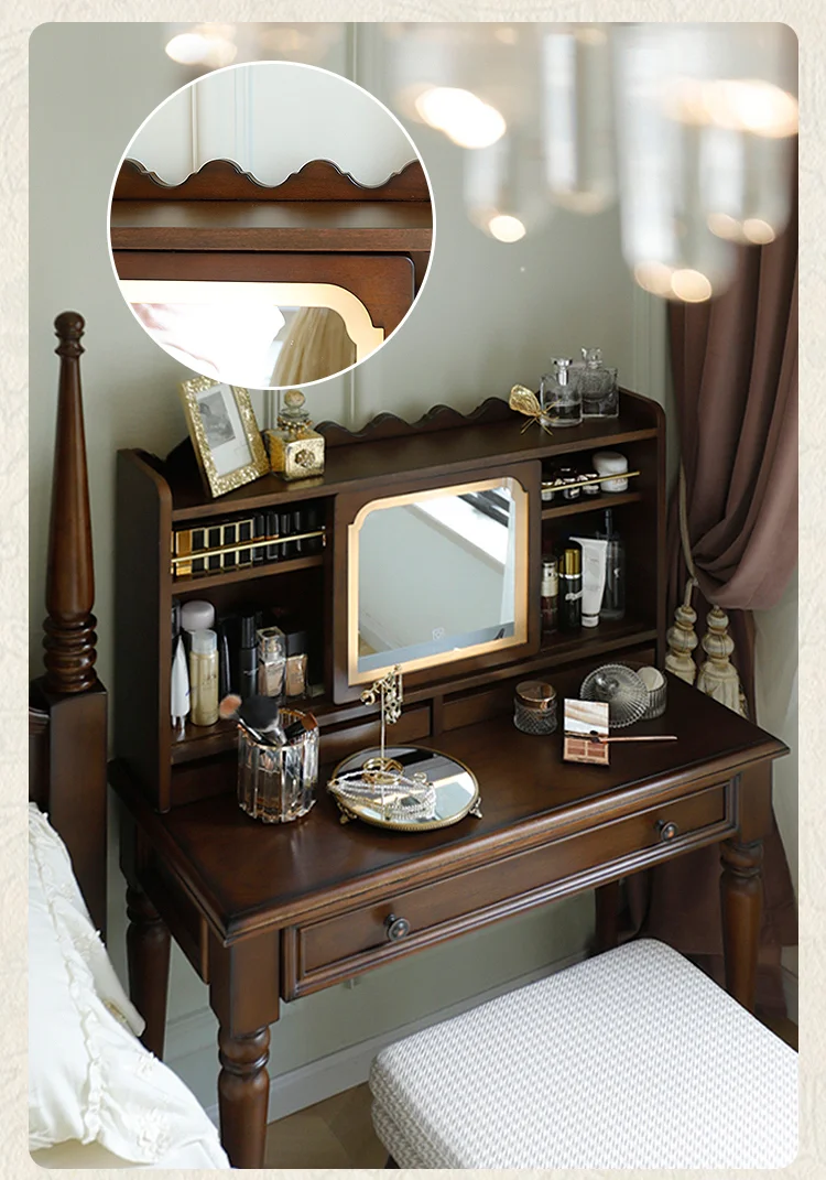 Comò vintage americano in legno massello, comò per camera da letto principale, scrivania, scrivania, scrivania francese