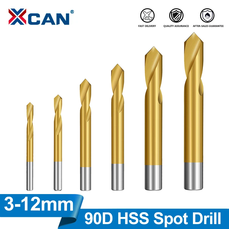 XCAN 3–12 mm HSS 90 Grad NC-Punktbohrer Stub Spotting Location Center Drill Bit für die Bearbeitung von Lochbohrern, Anfaswerkzeugen