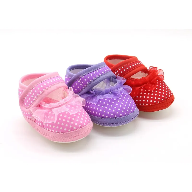 Dot Dot Gauze Soft Sole Non-Slip Baby Toddler Shoes Cotton Girls' Children'S Shoes Fashion Trend Baby Shoes 0-18 Months Old