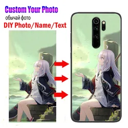 DIY Photo Text Custom Phone Cases for Xiaomi Redmi Note 8 Pro 8T 9S 9 Black Cover Image Name For Redmi Note 6 Pro 7 Clear Case