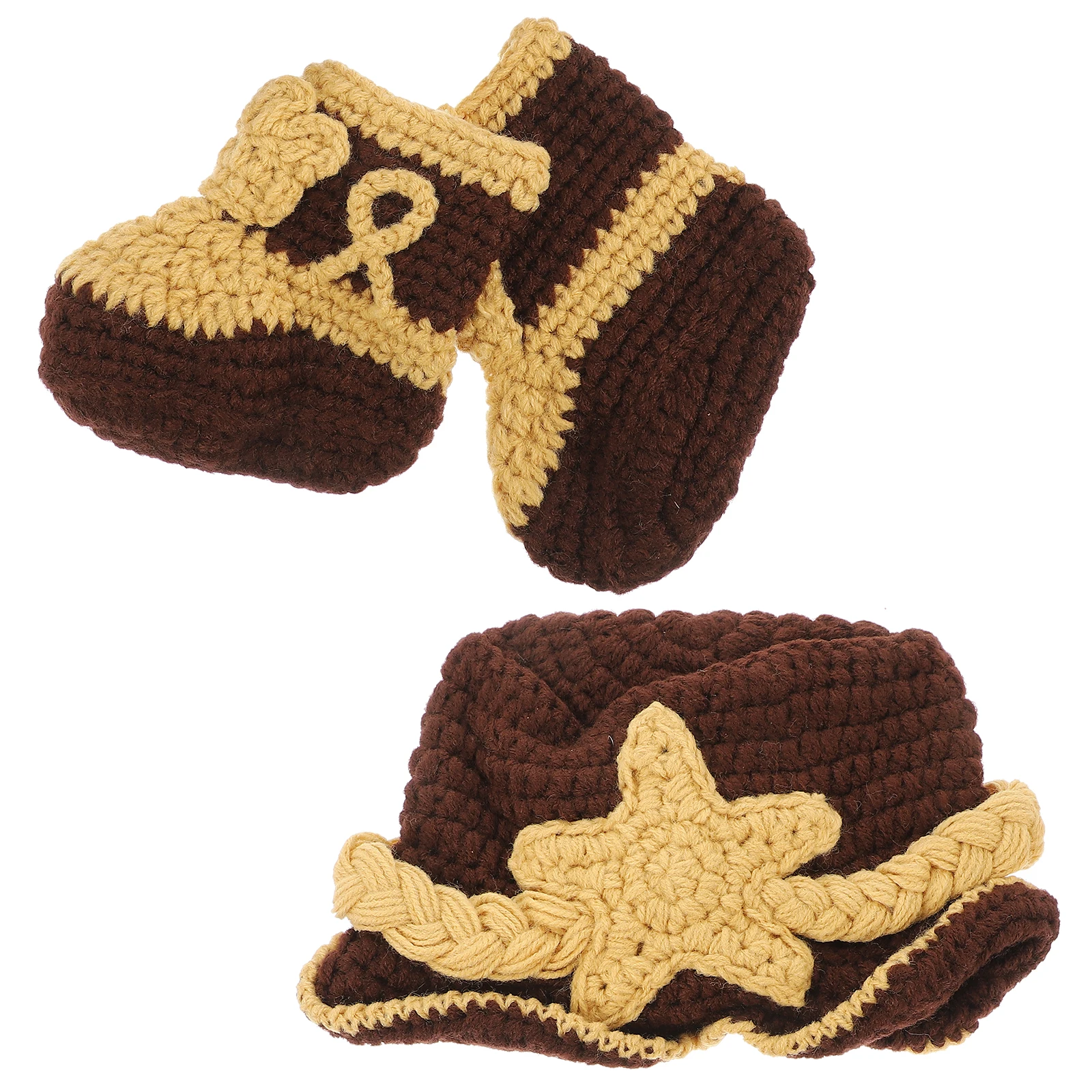 

2pcs Baby Beanie Handmade Wool Knitting Photo Shoot Props Soft Premium Material Outfit Set Baby Photography Clothes Newborn