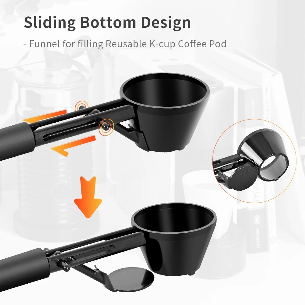 Kaffeelöffel, Trichter zum Befüllen, wiederverwendbar, K-Tasse, Kaffeekanne, Kaffeelöffel, verschiebbares Design, Messlöffel, Küchenzubehör