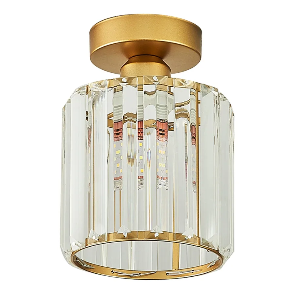 Modern Crystal Ceiling Light AC 85-265V Gold Finish Ceiling Lamp Surface Mounted E26/E27 Socket Close to Ceiling Lamp Hallway