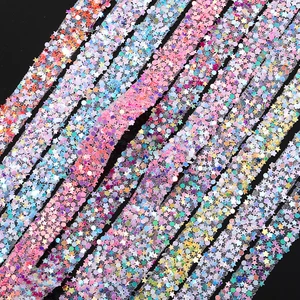 Fita Glitter Rhinestone Chain, Crystal Trimming, faixa de resina dourada, vestido de casamento brilhante, artesanato de vestuário, cinto DIY, 1 jarda, 12mm 10 principais vendas pijama feminino colado - №8