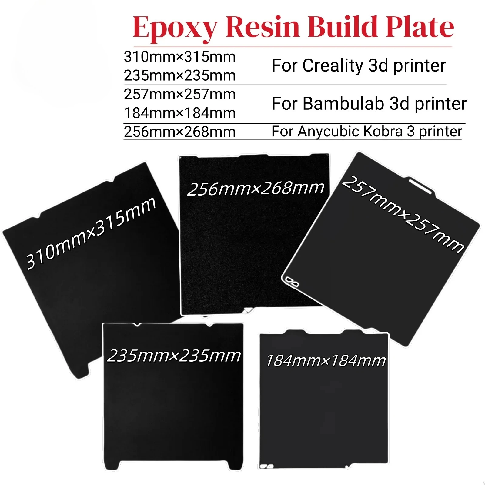 

3D Printer Epoxy Resin Flexible Spring Steel Build Plate for Bambu Lab A1 Mini Creality K1C K1 Max Ender-3 V3 Kobra 3 Combo S1