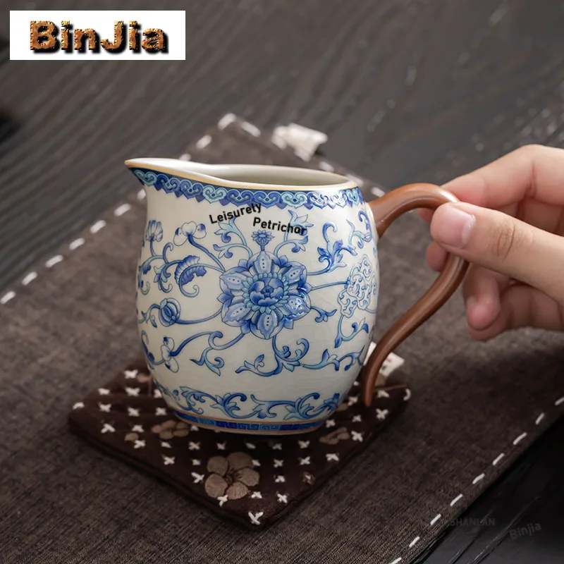 250ml Ru Kiln Interlock Branch Lotus Tea Pitcher Tea Divider Cha Hai Dispenser Justice Cup Fair Mug Cha Ornaments Accessories