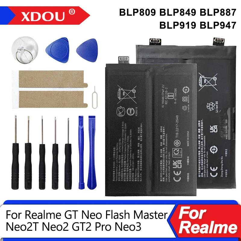 BLP887 BLP919 BLP947 BLP809 BLP849 New Battery For Realme GT Neo Flash Master Neo2T Neo2 GT2 Pro Neo3 + Send Dismantling Tools