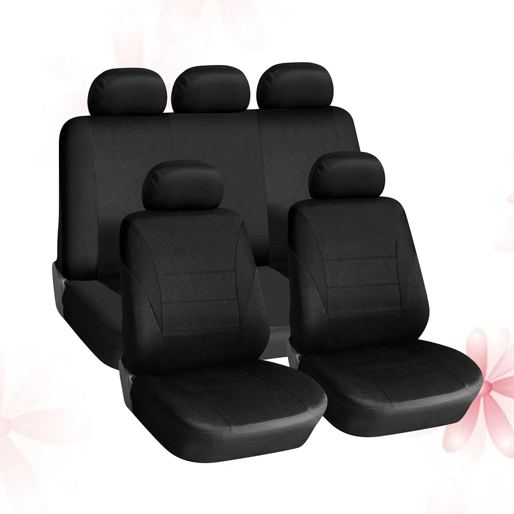

9 шт., 5 мест, защитный коврик для автомобильного сиденья, универсальный, долговечный, современный, удобный, автоподушка, черный чехол для автомобильного сиденья