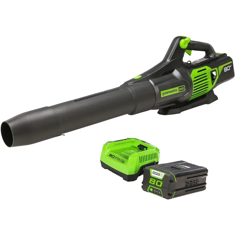 

Greenworks 80V (170 MPH / 730 CFM / 75+ Compatible Tools) Cordless Brushless Axial Leaf Blower, 4.0Ah Battery and Rapid