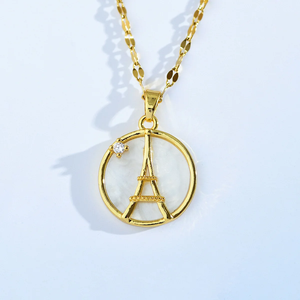 2024 New Shell Eiffel Tower Necklace for Women Stainless Steel Chain Choker Fashion Paris Jewelry Travel Souvenirs Gift