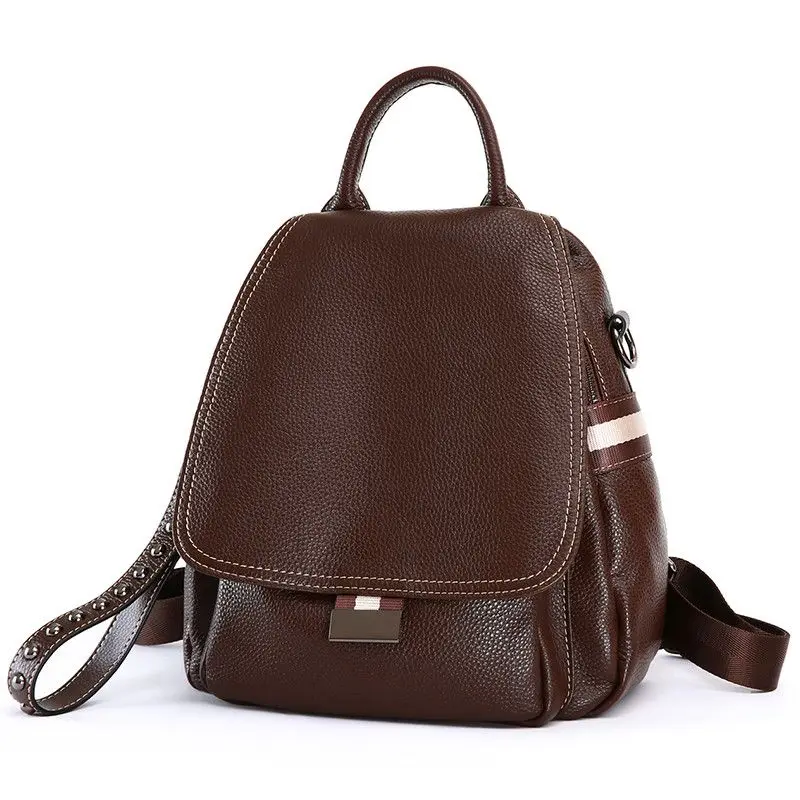 2027 New Fashion Luxury Brand cow genuine Leather Women Backpacks Female Ladies Girl Student Korean Casual Designer Backpack