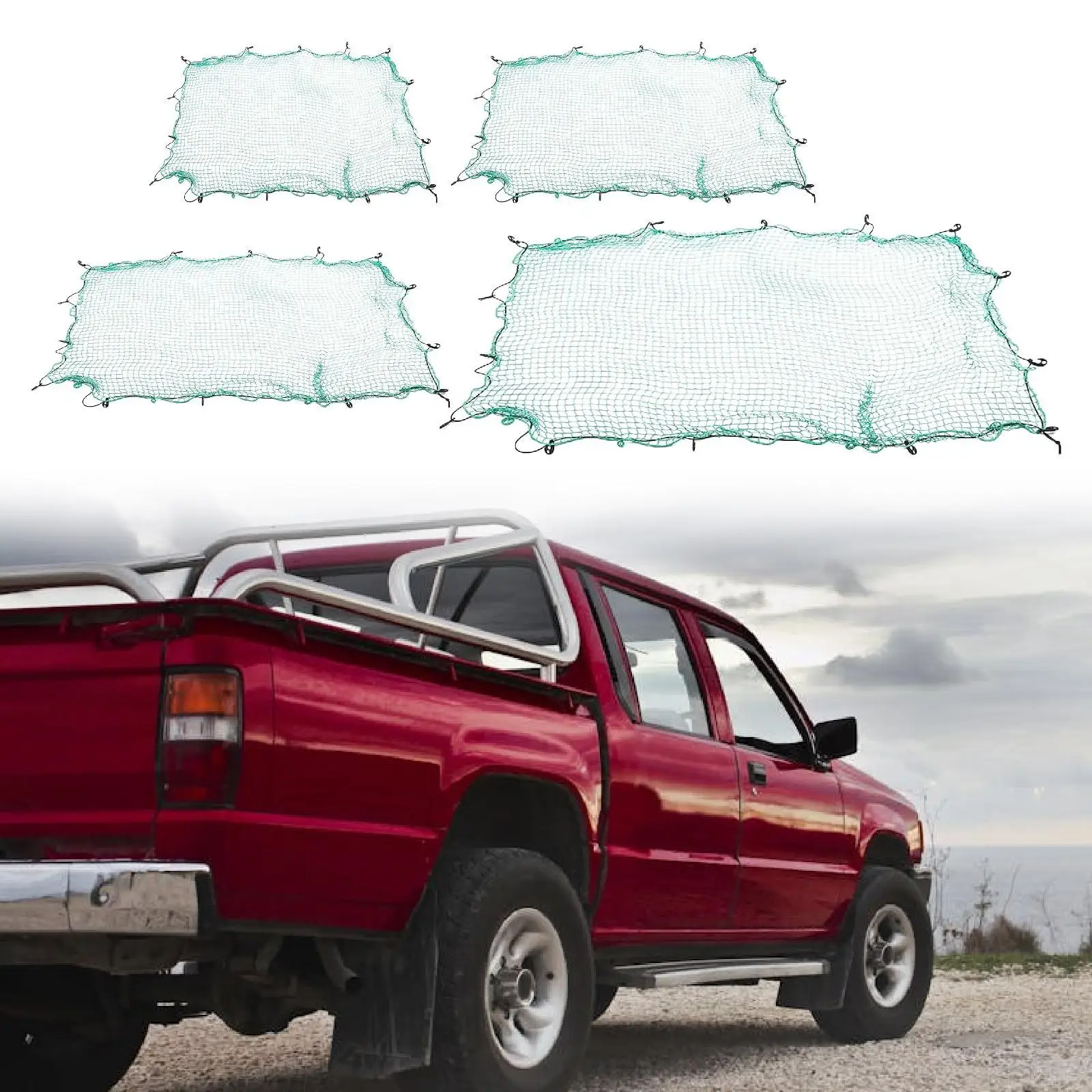 Car Exterior Accessories Rear Boot Net Strong Nylon Mesh Net with Hooks Luggage Carrier for Trailer Pickup Truck Camping