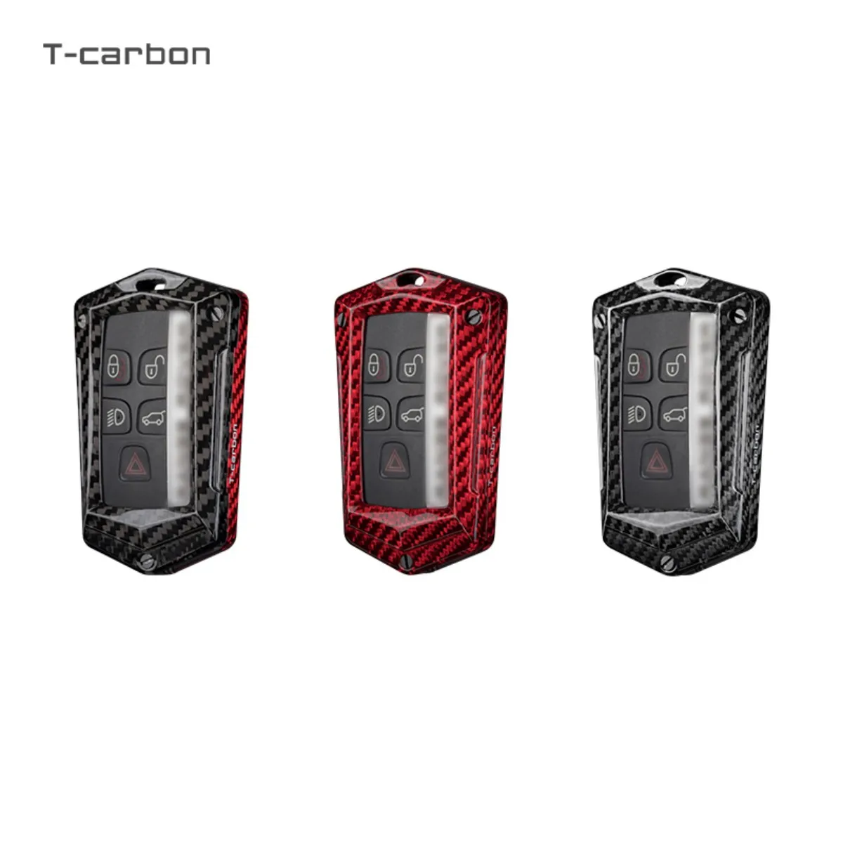 T-carbon Carbon Fiber Car Key Case Cover For Land Rover Range Rover Sport Evoque Freelander Velar Discovery 4 Jaguar XE XJ XF