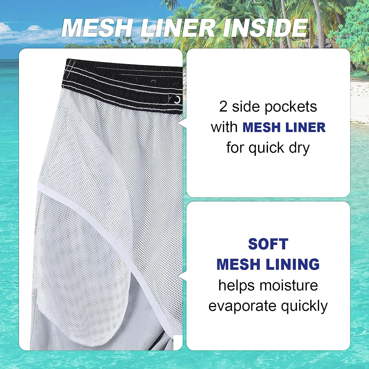 Mens Swim Trunks Quick Dry Board Shorts With Mesh Lining Breathable Fit Hawaii Beach Shorts Swimwear Bathing Suits